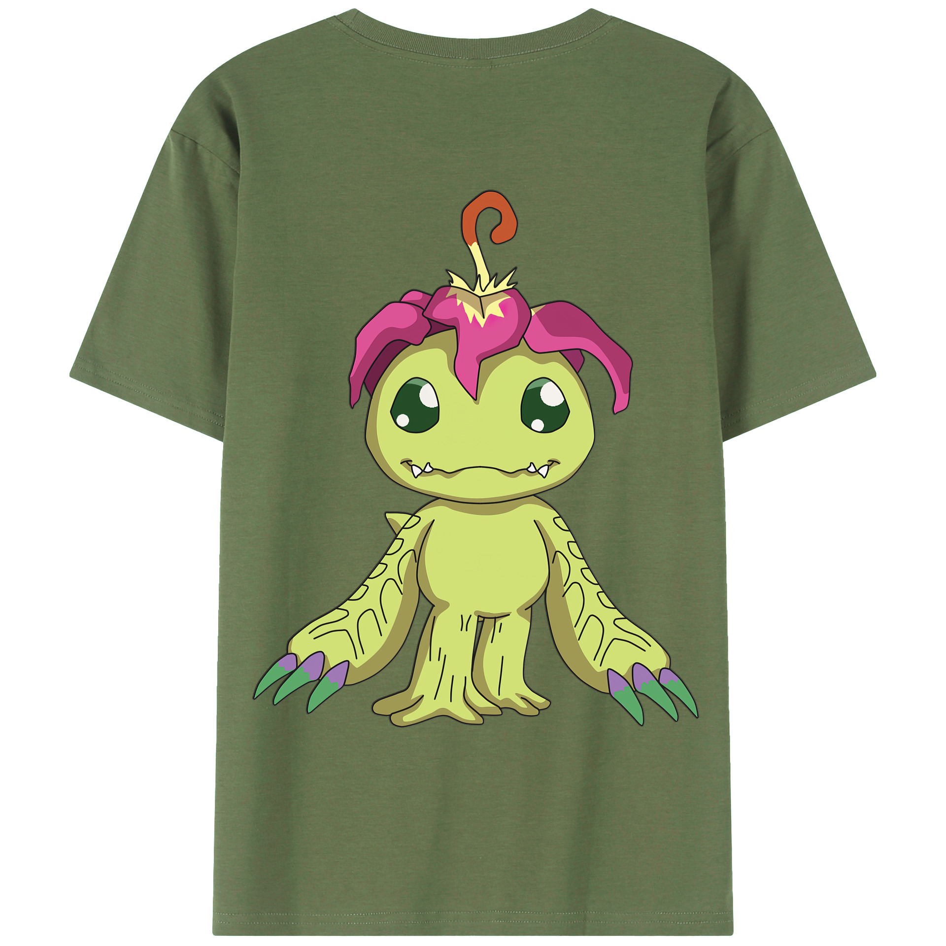 （画像用） Digimon デジタルモンスター/デジモン 綿100％ メンズ半袖Tシャツ（バックプリント） 通気性
